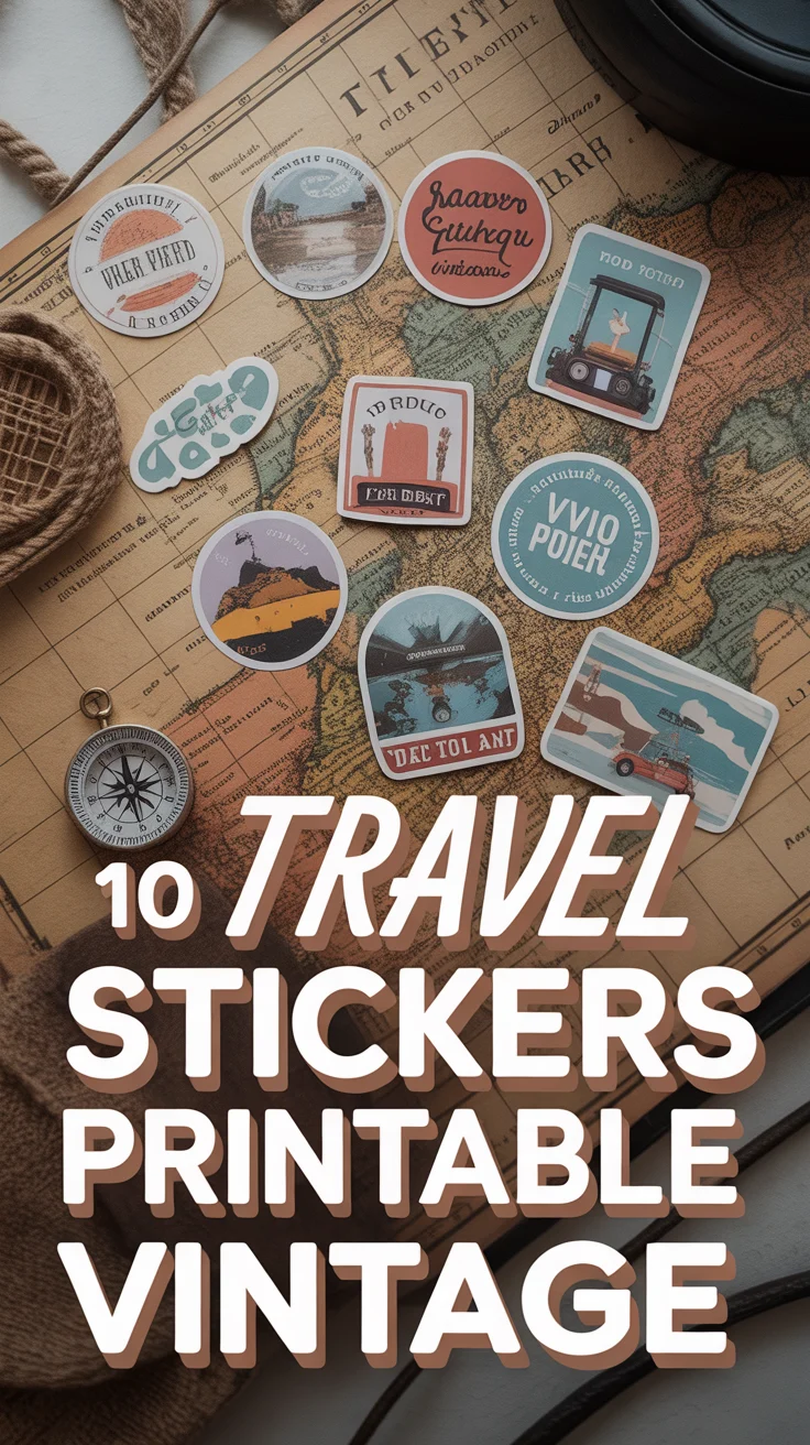✈️ 10 Travel Stickers Printable Vintage